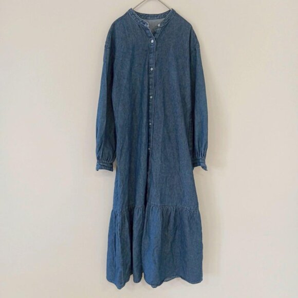 GU Dresses & Skirts - GU Dark Denim Dress Long Button